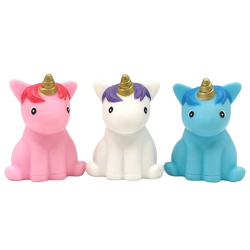baby girl bath toys unicorn squeaky bath toy with vinyl animal unicorn squeaky sound water bath toy figures for girls for kids OEM wholesale bath toys