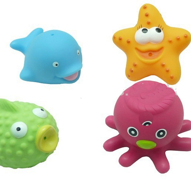bathtub octopus toy octopus sea animal bath toy set with starfish, octopus and dolphin sea animal bath toy figures for kids OEM wholesale bath toys