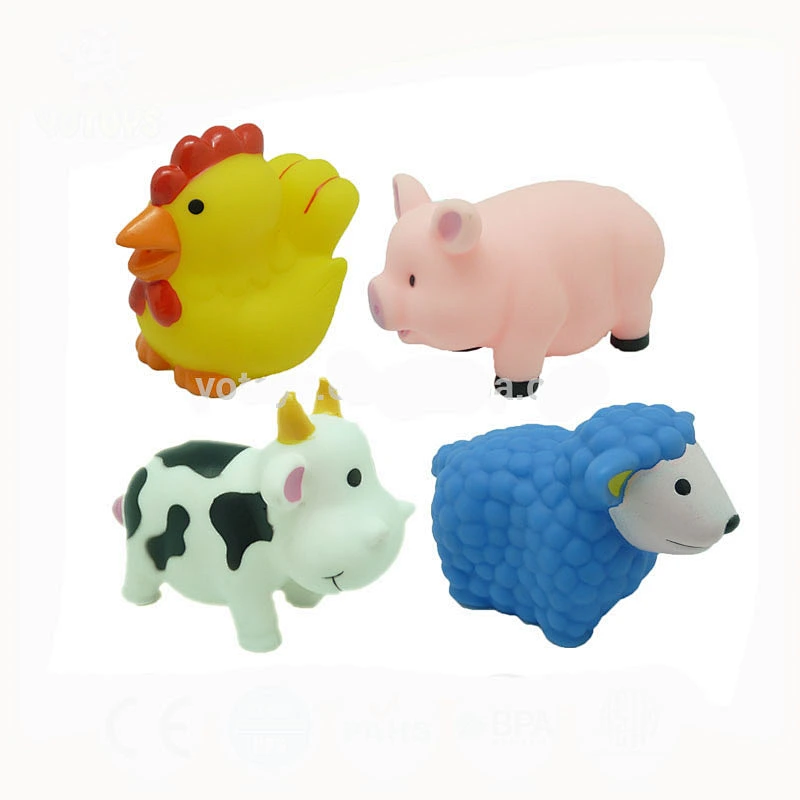 baby boy bath toys farm animal pig promotional toy set with mini rubber pig and farm animal novelty gift figures for kids OEM wholesale bath toys