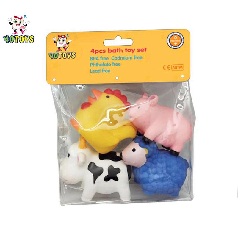 bathtub spray toy farm animal squirter bath toy set with cadmium-free farm animal bath squirter figures for kids OEM wholesale bath toys