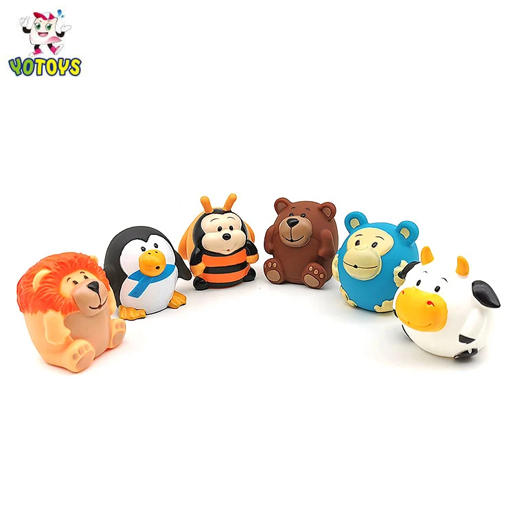 bath toys for toddlers round animal squirter bath toy set with bear, cow, monkey, pig and penguin round figures for kids OEM wholesale bath toys