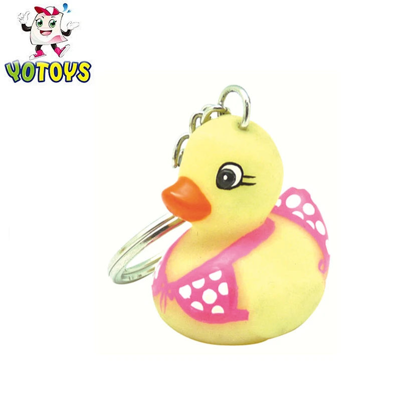 Custom PVC duck keychain cute keychains soft rubber key ring for kids