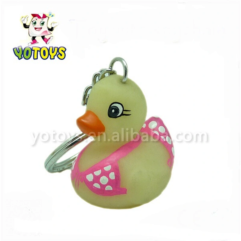 Custom PVC duck keychain for kids, also works as a baby bath toy and promotional plastic duck gift.