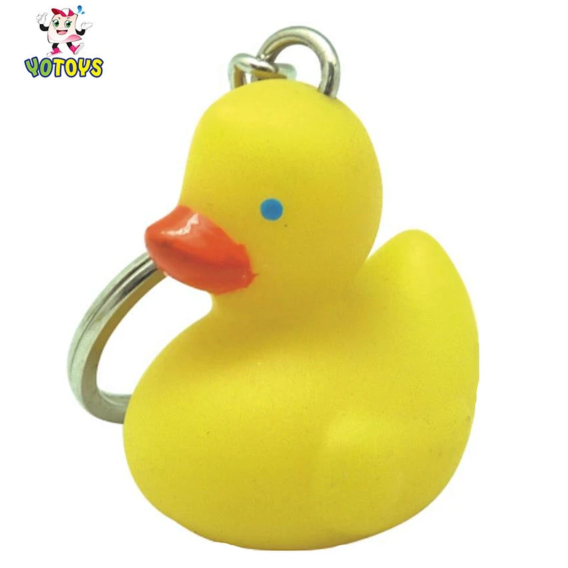 Cute yellow rubber duck custom keychain with metal ring for bags, keys, and promotional gifts