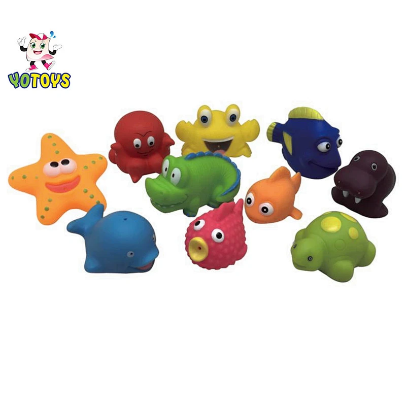bath squirters toys floating ocean animal squirter set with floating ocean link animal little squirts figures for kids OEM wholesale bath toys