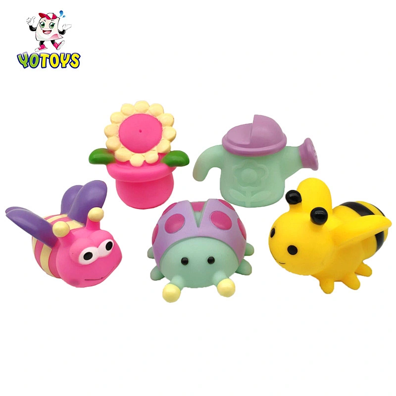 amazing baby bath toys garden animal water squirt bath toy with vinyl garden flower, butterfly and bee water squirt bath toy figures for kids OEM wholesale bath toys