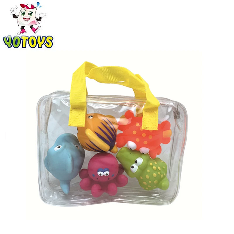 baby water toys fish baby water fish toy set with cute 5-pack PVC fish water toy figures for kids OEM wholesale bath toys