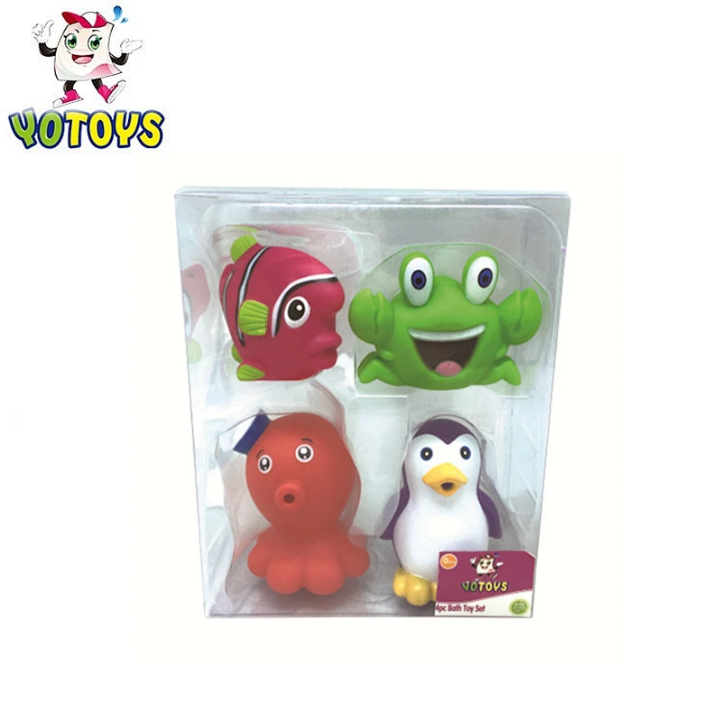 animal bath toys for toddlers small plastic animal bath toy set with 4-piece small plastic animal figures for kids OEM wholesale bath toys