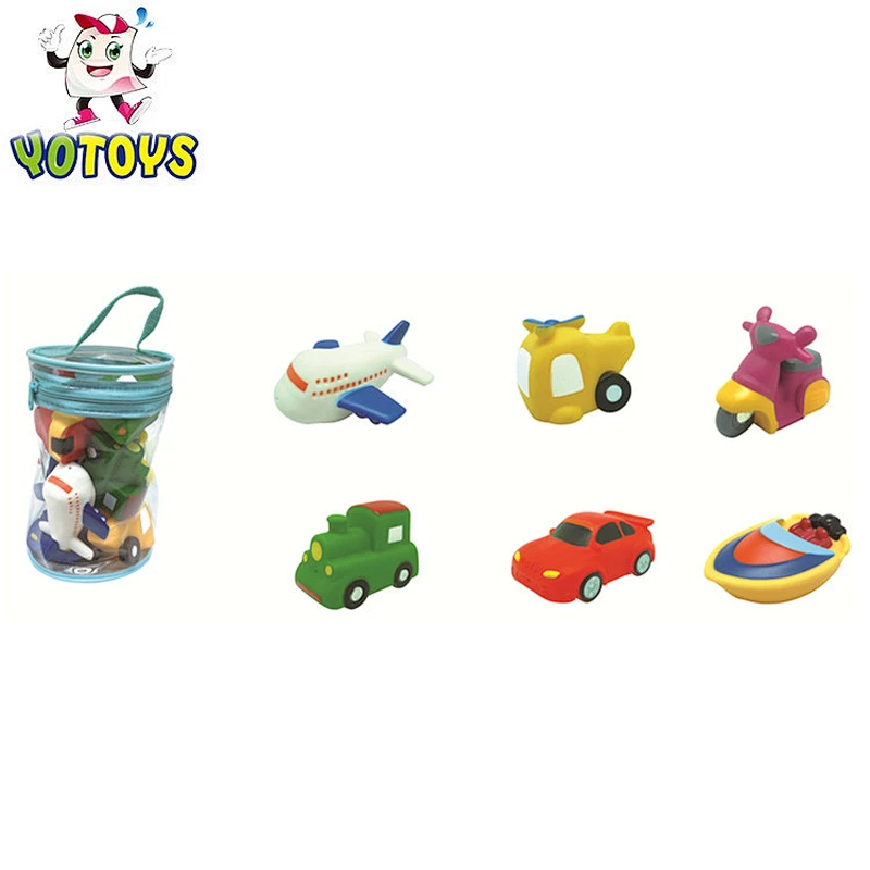 baby bath toy vinyl vehicle plane bath toy set with funny vehicle and plane vinyl plastic toy figures for kids OEM wholesale bath toys