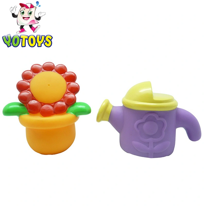 bath toys for baby baths rubber watering kettle bath toy set with rubber bathtub watering kettle toy figure for kids OEM wholesale bath toys