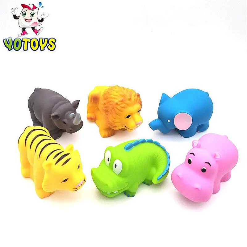 bath toys for babies soft rubber wild animal bath toy set with tiger, lion, elephant, crocodile and rhinoceros figures for kids OEM wholesale bath toys