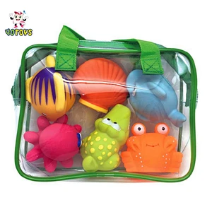 baby bath spray water toys baby bath spray water toy set with cute animal PVC bath toy set with spray water function for kids OEM wholesale bath toys