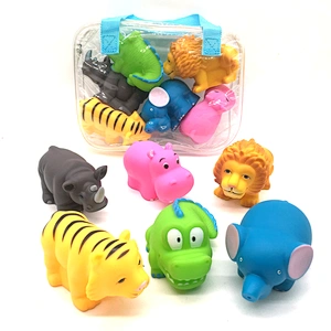 bath toys for toddler animal bath shower toy with hippo, tiger, elephant, lion and crocodile rubber animal figures for kids OEM wholesale bath toys
