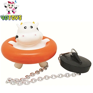 Floating animal baby bath toys with bathtub drain plug kit for kids water play