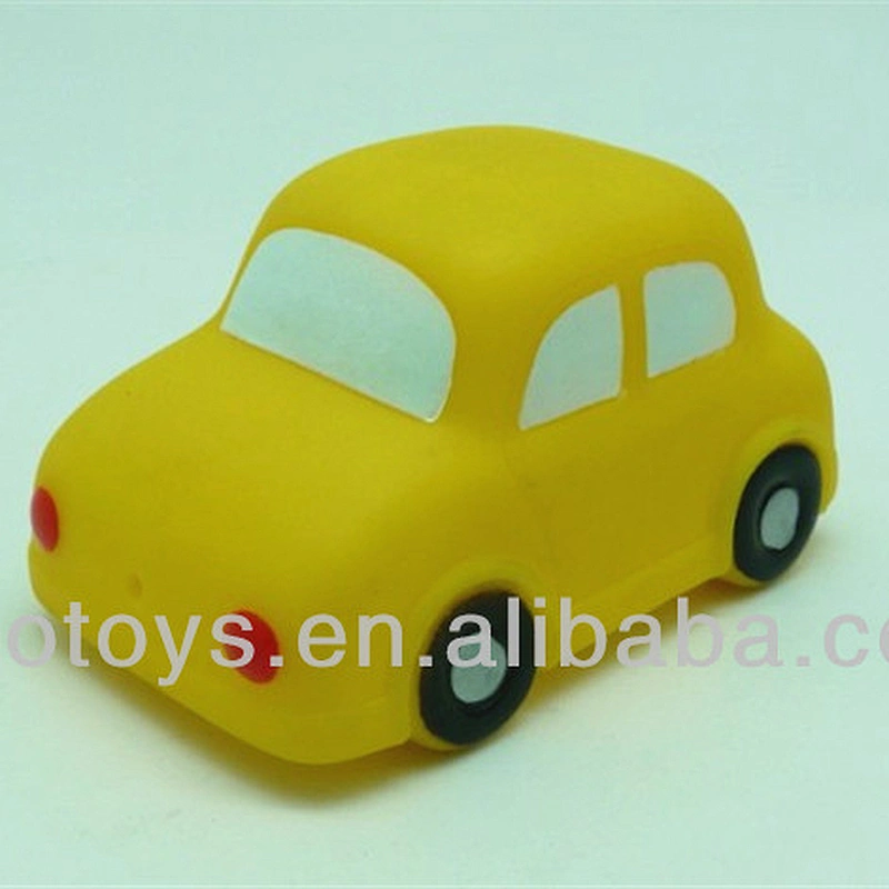 Yellow car bath toy made from PVC vinyl for babies and toddlers