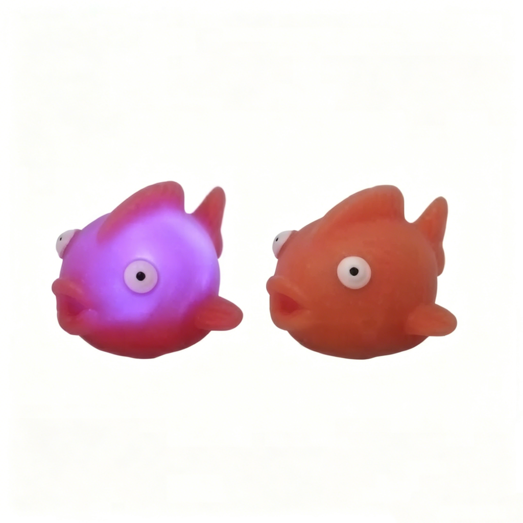 Floating LED Bath Toys Flashing Rubber Fish Water Toy OEM wholesale baby bath toy manufacturer
